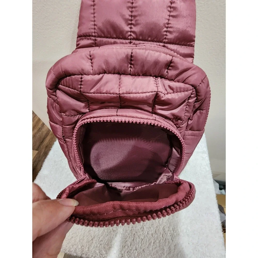 Reebok Quilted Sling Backpack Crossbody Bag Mauve Pink Puffer Athleisure Utility